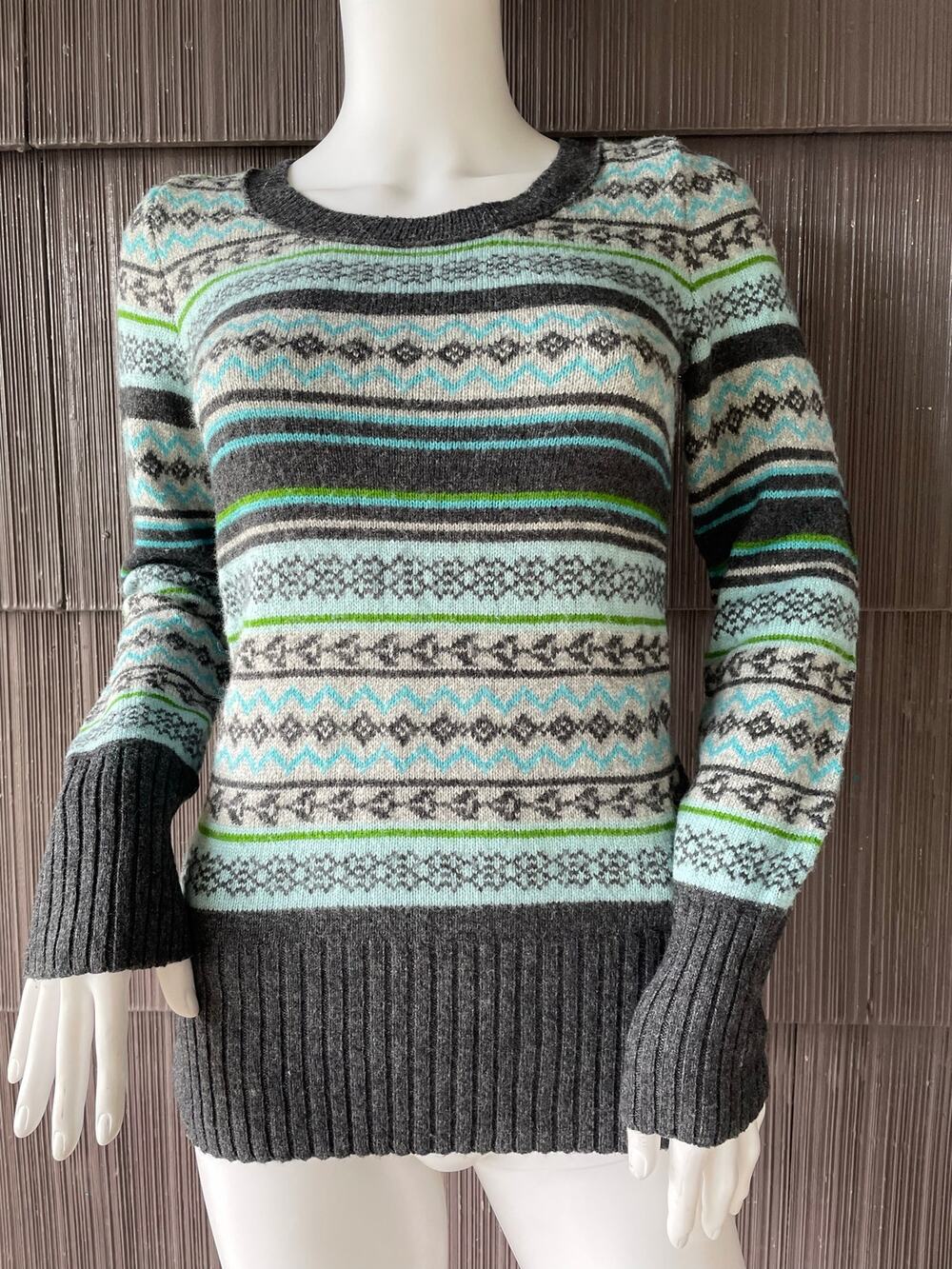 🔥VTG Y2K Old Navy Nordic Icelandic Fair Isle Striped Lambswool Angora Sweater